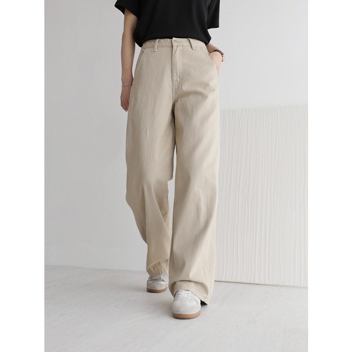 앤드스타일 여성용 숏기본롱 기장 딱맞진 No8 트윌코튼 절개 인밴딩 와이드 팬츠 264397