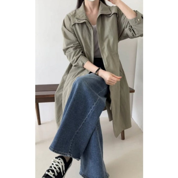 벨라핏데이 여성용 허리스트링 바람막이 야상 집업