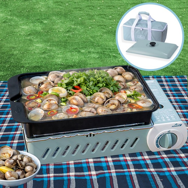 코베아 구이바다 L 민트 PO가방 휴대용 가스 캠핑 버너 3way 올인원 세라믹 뚜껑