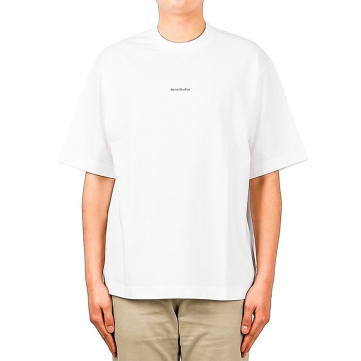 [아크네] (BL0198 WHITE) 남성 로고 반팔 티셔츠 20FW