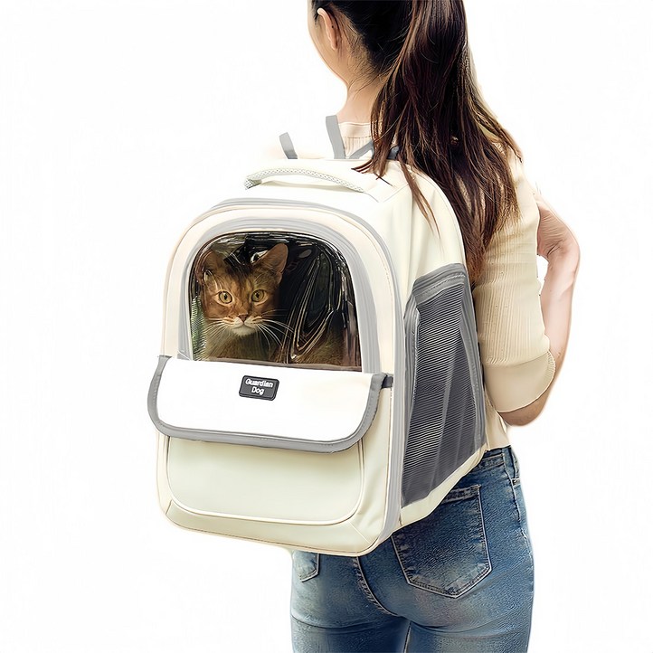 강아지 백팩 고양이 이동장 3면 통풍 투명창 려동물 프론트백 강아지와 고양이에게, 1개, 오프 화이트 강아지 백팩 고양이 이동장 3면 통풍 투명창 려동물 프론트백 강아지와 고양이에게, 1개, 오프 화이트