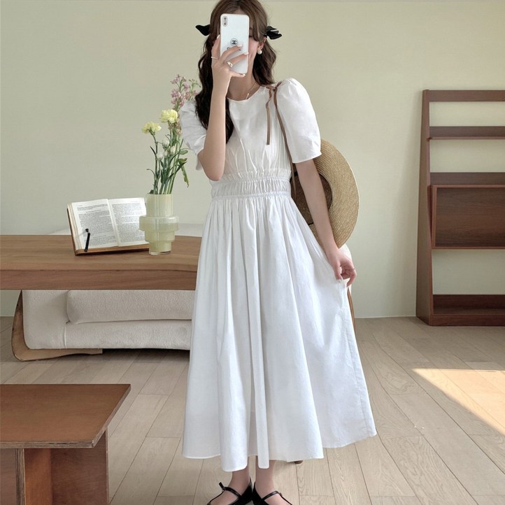 더블공주 퍼프원피스 허리밴딩 휴양지 룩 원피스 더블공주 퍼프원피스 허리밴딩 휴양지 룩 원피스