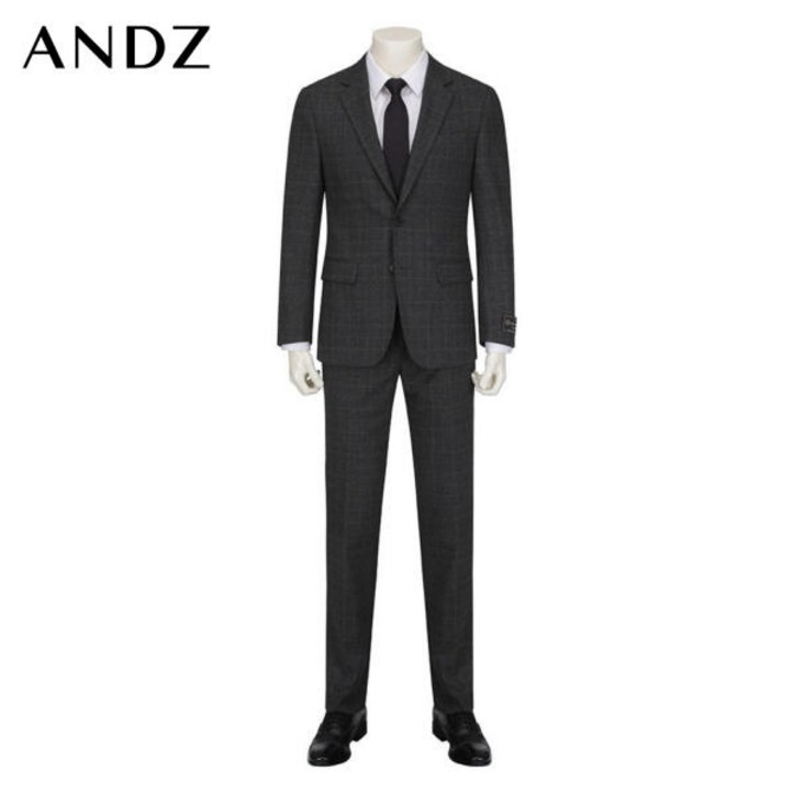 앤드지 앤드지 남자 브라운 차콜 쉐도우 체크 패턴 울 스판 정장 셋업 BJD3SB31103