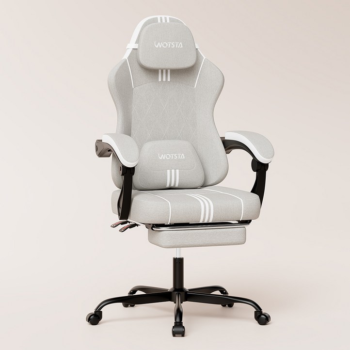 WOTSTA 린넨 게이밍의자 네츄럴 컬러 발받침 승강가능