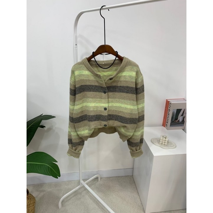 씨샵인더룸  부시 울 잔 스트라이프 긴팔 니트 가디건 2color C