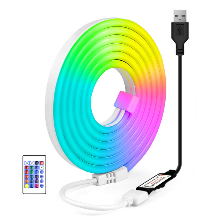 원그리드 RGB 네온플렉스 USB LED 스트립 5m 잘라쓰는 줄조명, 1개, RGB