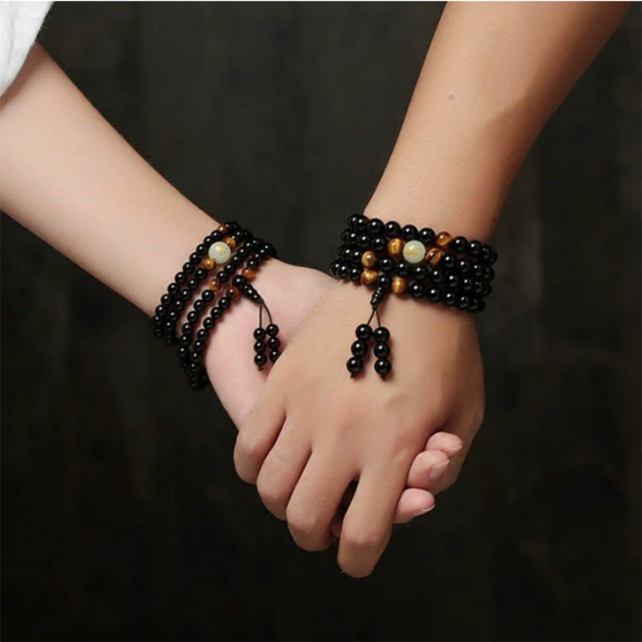 12간지 토끼띠 6mm 귀한 흑요석으로 만든 108염주 빛나는보석 루버 구슬 팔찌 출생 연도 띠별 착용 불자 스님 s1352