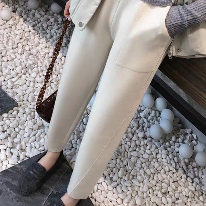 사은품증정 빠른배송 사선 울니트 바지 밴딩 배기팬츠 따듯한 여자옷