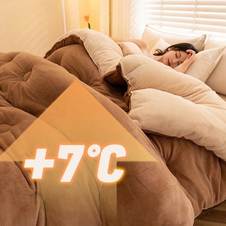 수면림 두꺼운 겨울이불 우유양털 극세사 양면 따뜻한 폭신한 이불 통째 고급 솜 충전
