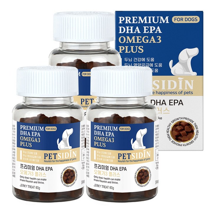 펫시딘 강아지 DHA EPA 오메가3 두뇌 건강 영양제, 혼합맛, 3개, 기타 8