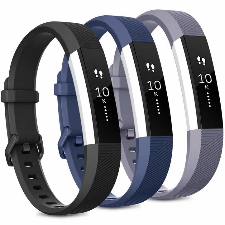 Fitbit Alta 밴드Fitbit HR 밴드와 호환되는 교체 밴드 3팩, 조절 가능한 교체용 소프트 실리콘 스포츠 여성 및 남성용 라지, 블랙그레이로즈 골드