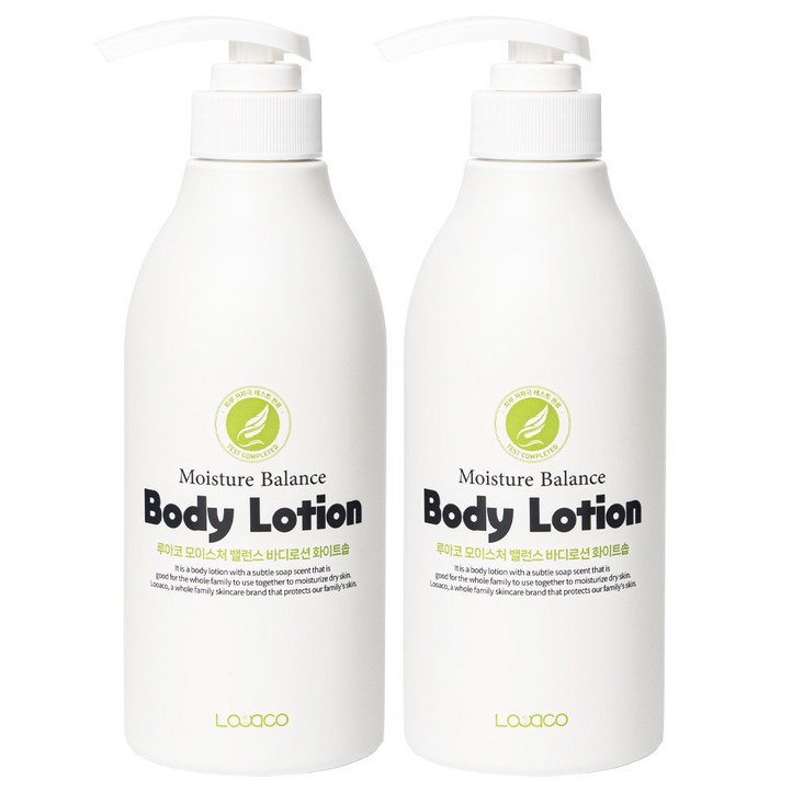 루아코 모이스처 밸런스 48h 보습 지속 온가족 저자극 바디로션 비누향, 2개, 500ml