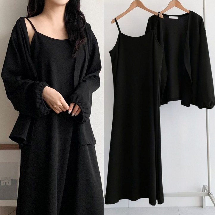 더한땀 빅사이즈 나시 원피스 가디건 세트 봄 여름 임부복