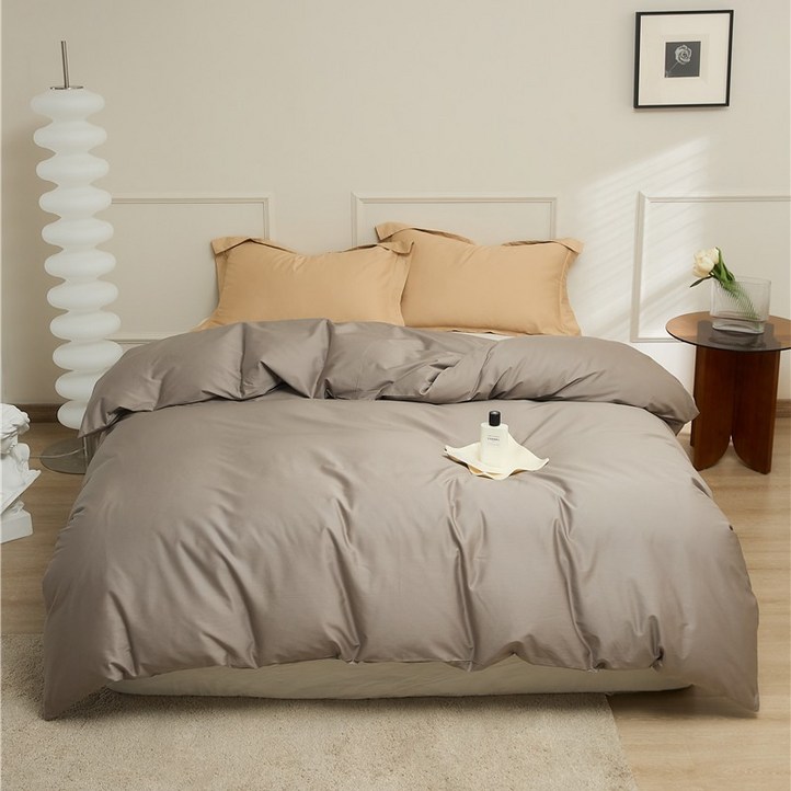 실크질감 고밀도 순면 100수 이불커버 호텔식 무지