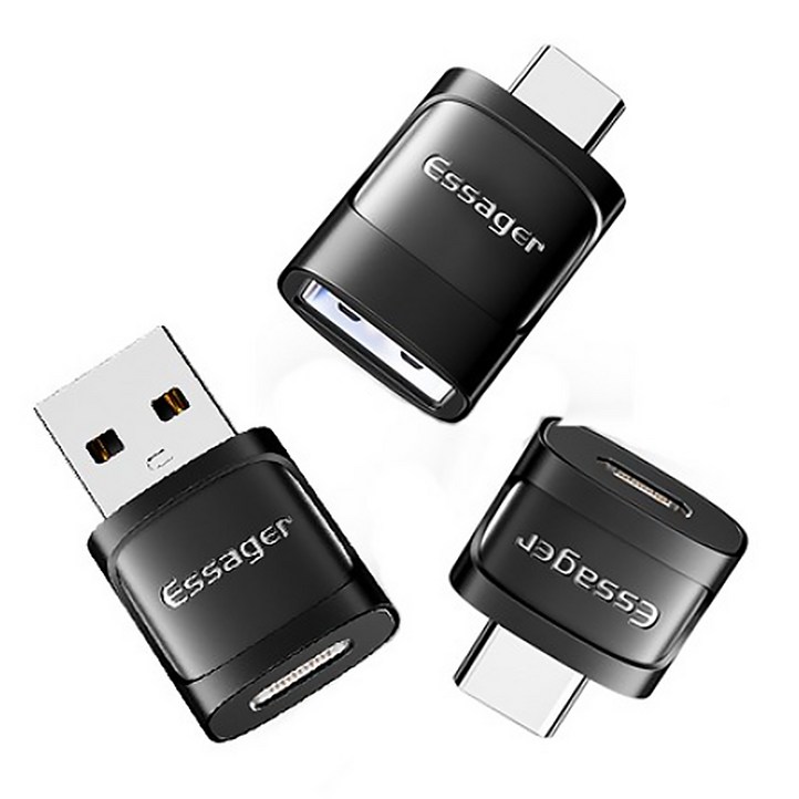 Essager USB3.0 5핀 A타입 to C타입 변환 젠더, 3개, 은색, 11.5cm Essager USB3.0 5핀 A타입 to C타입 변환 젠더, 3개, 은색, 11.5cm