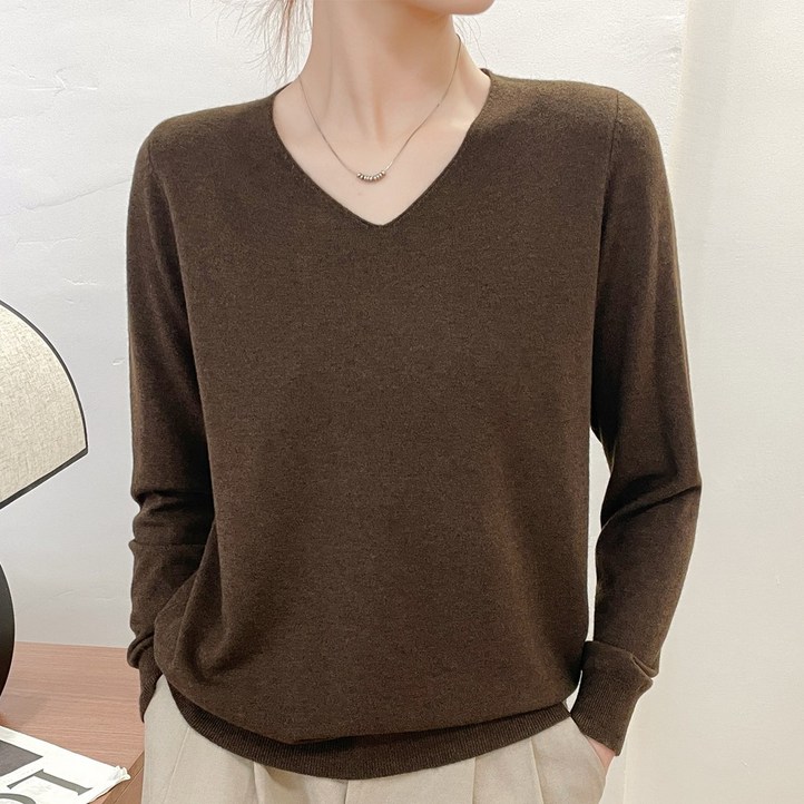 에이플심플 여성 데일리 소프트 V넥 니트