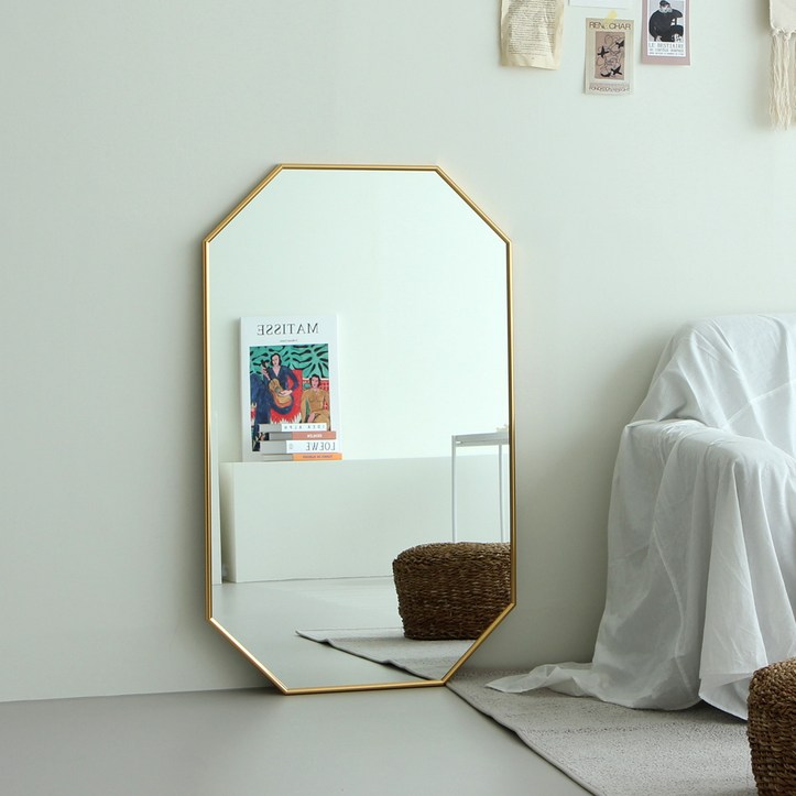 어썸프레임 알루미늄 팔각 거울 600 x 1000 mm, 골드 5381588032