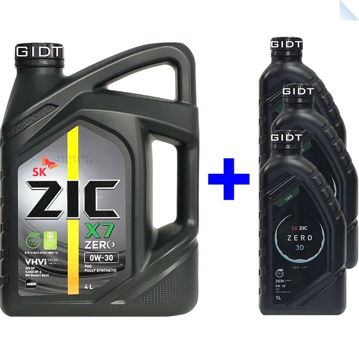 SK 지크제로 ZIC ZERO 0W30 SP 6L 합성 가솔린 GDI 휘발유 LPG 엔진오일 PAO, 1세트, ZIC ZERO 0W-30 가솔린 4L_1개+1L_2개