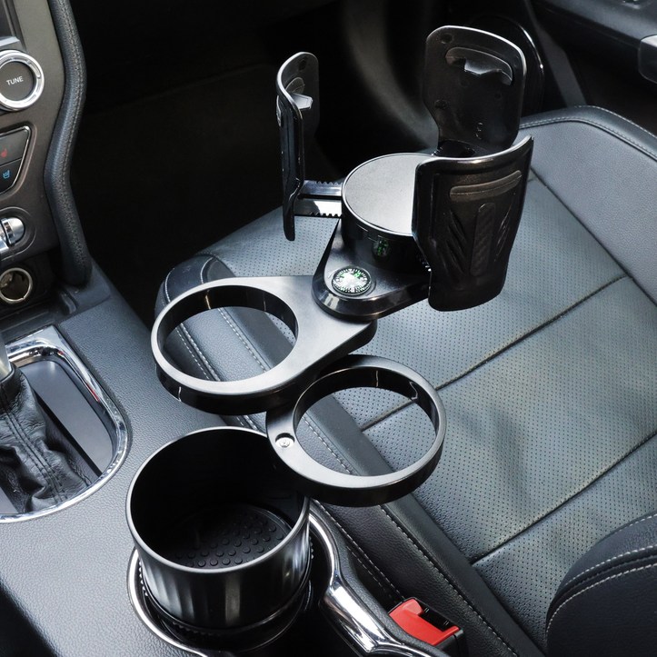 로렘 차량용 만능 멀티 컵홀더 고정기둥 넓이조절, 1개, 4칸 큰컵 확장형 블랙