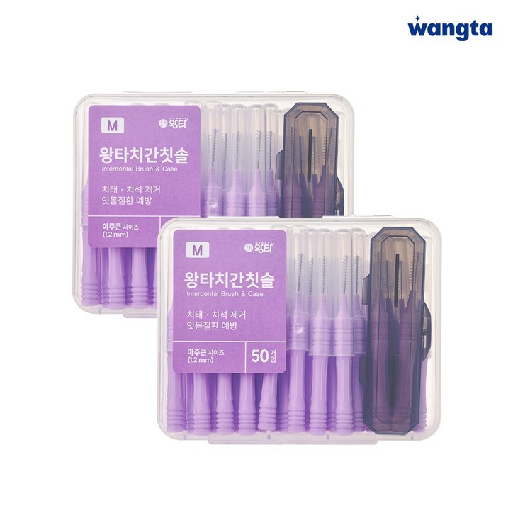왕타 치간칫솔 5종0.6mm1.2mm, 100개, 1개 왕타 치간칫솔 5종0.6mm1.2mm, 100개, 1개