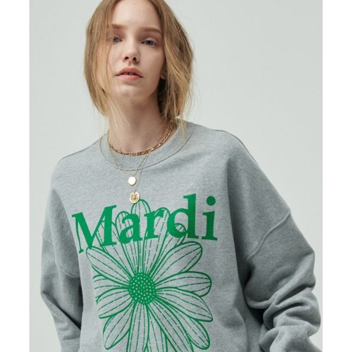 마르디 메크르디 꽃무늬 긴팔 라운드 그레이 그린 MARDI MERCREDI SWEATSHIRT FLOWERMARDIGREY GREEN