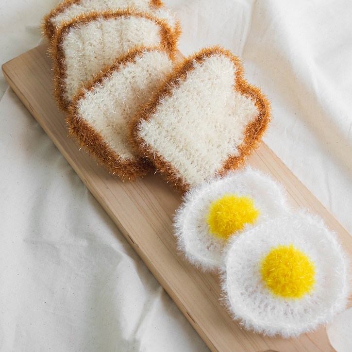 야나 식빵수세미+계란수세미 뜨개질 DIY패키지, 1세트, 혼합색상