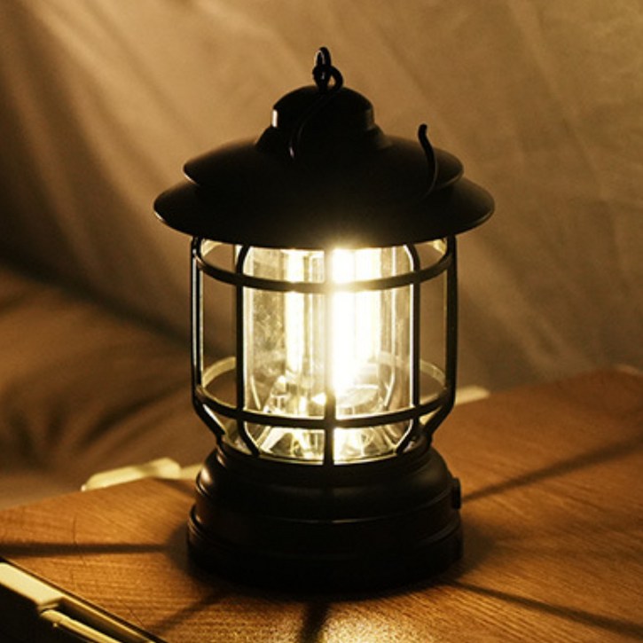 감성 캠핑 핸들 랜턴, 블랙, 1개
