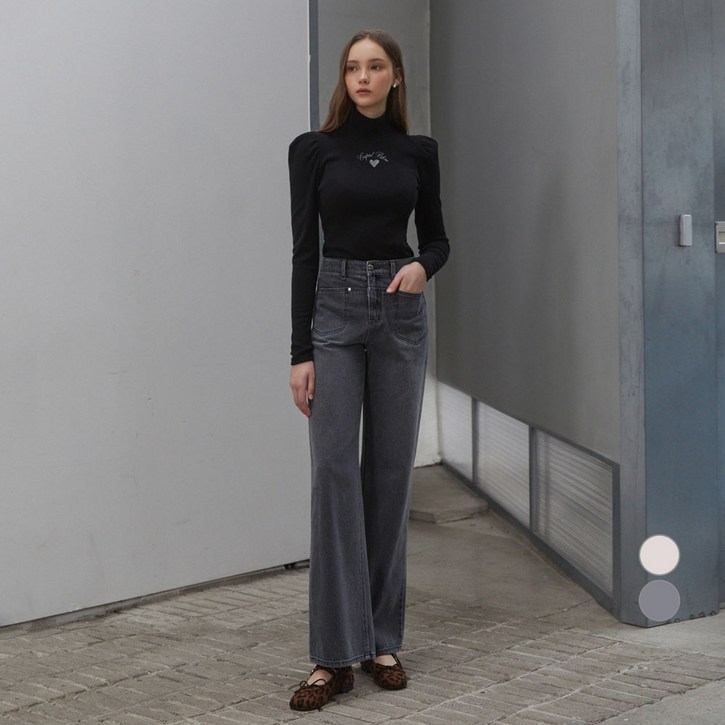 에고이스트 여성용 프런트 포켓 논스판 데님 팬츠 ER4BO902