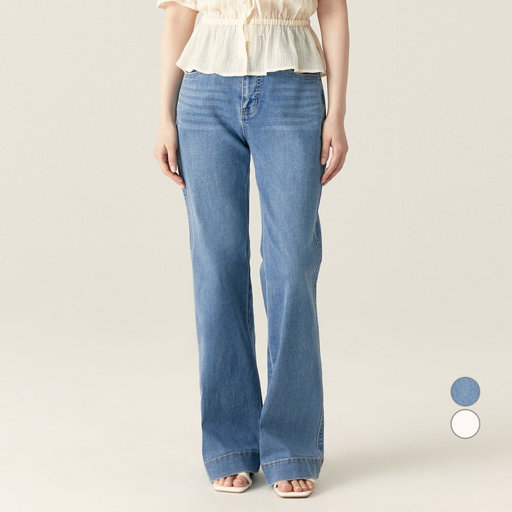 로엠 여성용 세미 부츠컷 데님 바지