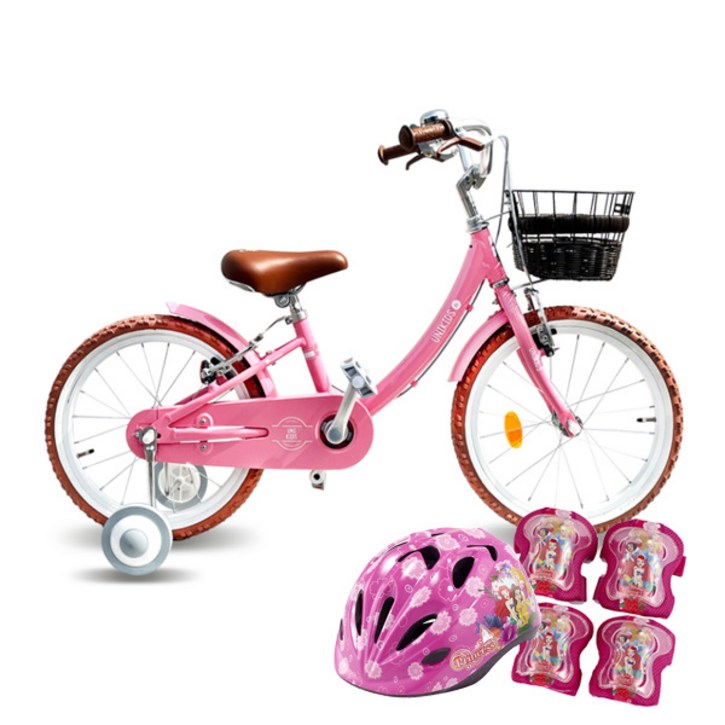 삼천리자전거 아동용 자전거 18 UNIKIDS AL 미조립 + 프린세스 헬멧 + 보호대 세트, 핑크, 121cm 7