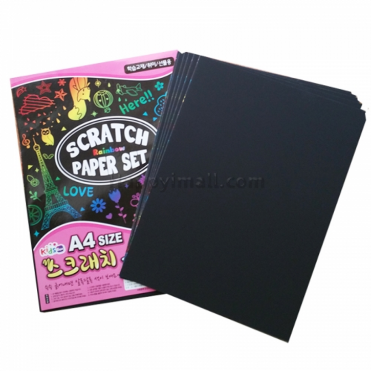 해피아이 1000 스크래치 페이퍼 스크래치북 색칠공부 세트 (A4,4장), 단일상품