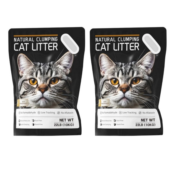 MEOW캣리터 고양이모래 먼지없는 천연 소디움 벤토나이트모래, 무향, 2개, 10kg
