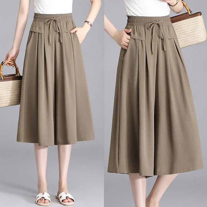 데일리쮸 여성 7부 밴딩 치마바지 와이드팬츠