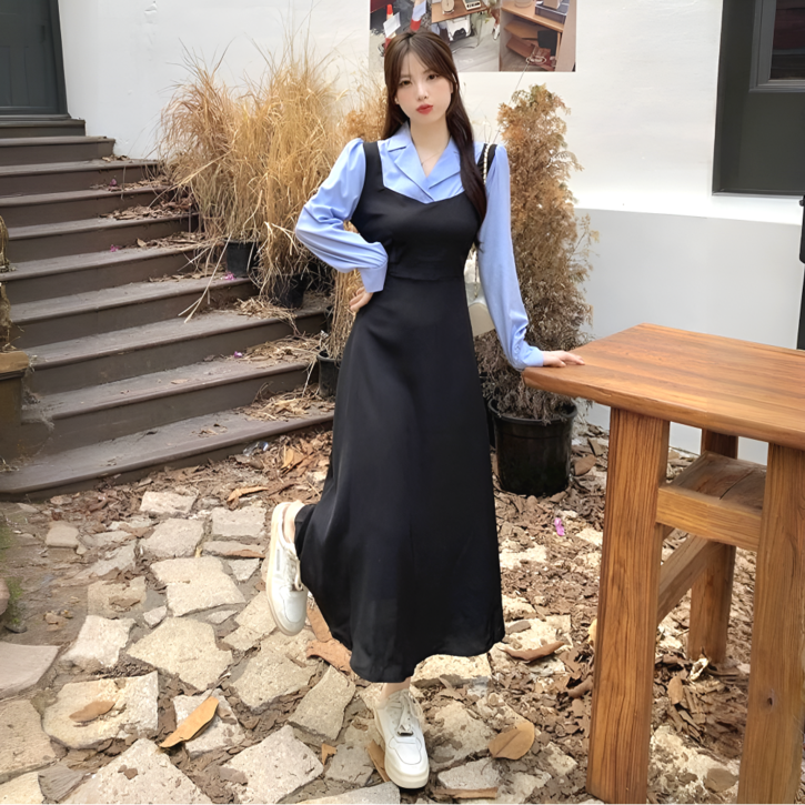 데이하울 하객룩 빅사이즈 긴팔 롱원피스