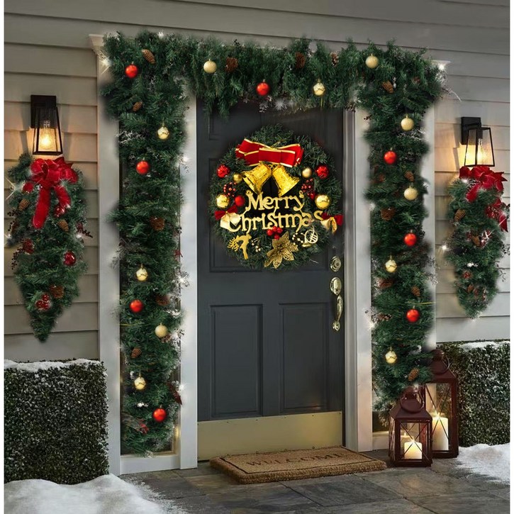 POPSONIC 크리스마스 트리 소품 장식 파티 용품   홈 오너먼트 크리스마스 리스