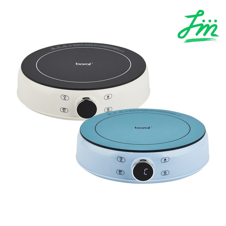 JM 1구 휴대용 미니 원형 인덕션 1500W 6단 온도조절, 프리스탠딩, 원형 아이보리