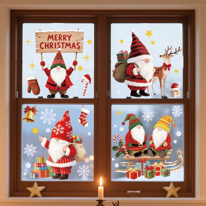 UV 양면 정전기 창문 스티커 크리스마스 원소 시리즈 따뜻한 명절 장식 인테리어 소품 120x30cm
