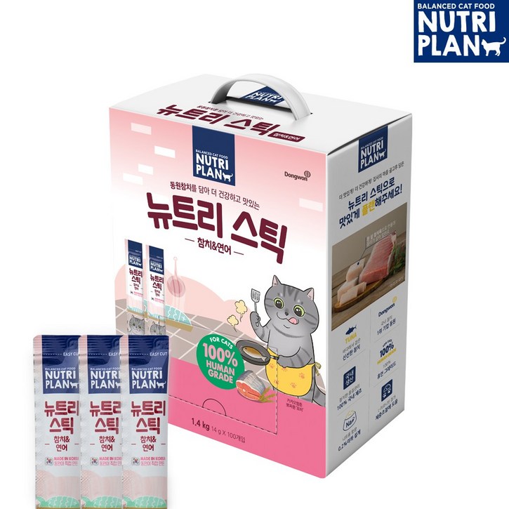 동원 뉴트리플랜 뉴트리스틱 고양이 간식 츄르 대용량, 혼합맛(참치+연어), 1.4kg, 1개
