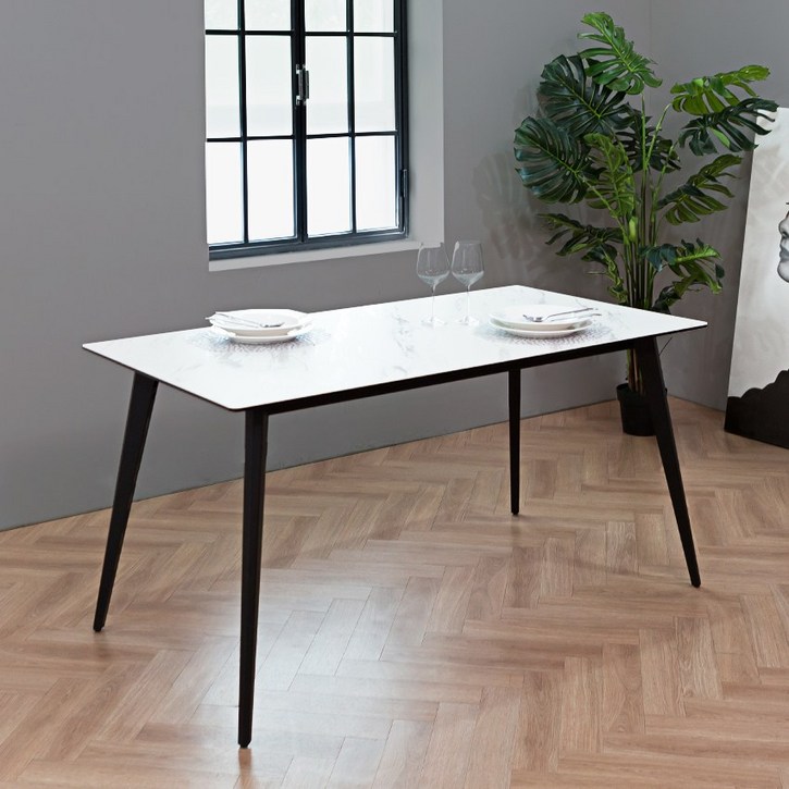 일루일루 스카 이태리 하이엔드 세라믹 4인 식탁 테이블 비앙코A형블랙1500 식탁/입식테이블, 비앙코A형블랙1500