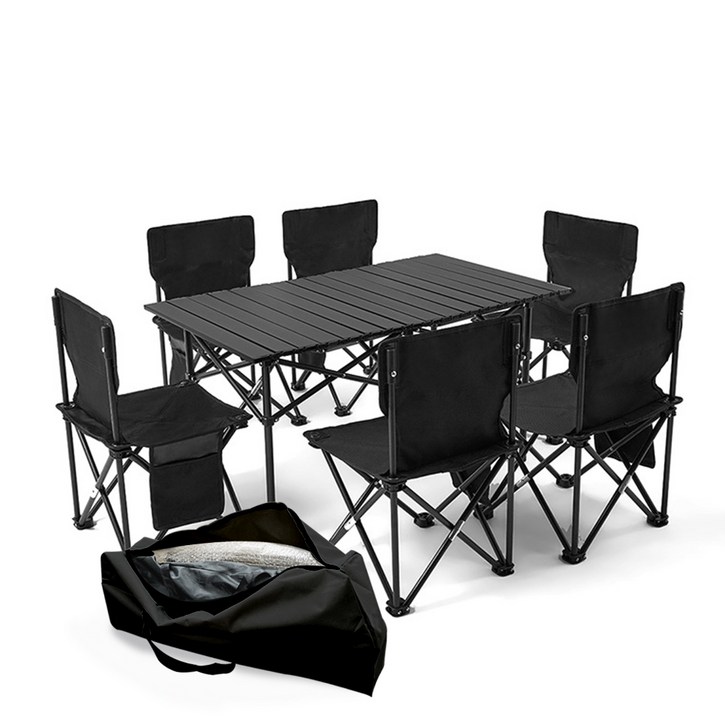 코코프 캠핑 의자테이블 세트 경량 접이식 의자 테이블, 블랙6인 6인테이블+의자6개 - 쇼핑앤샵