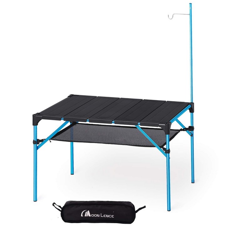MOON LENCE 아웃도어 초경량 접이식 캠핑 테이블 알루미늄, 블루
