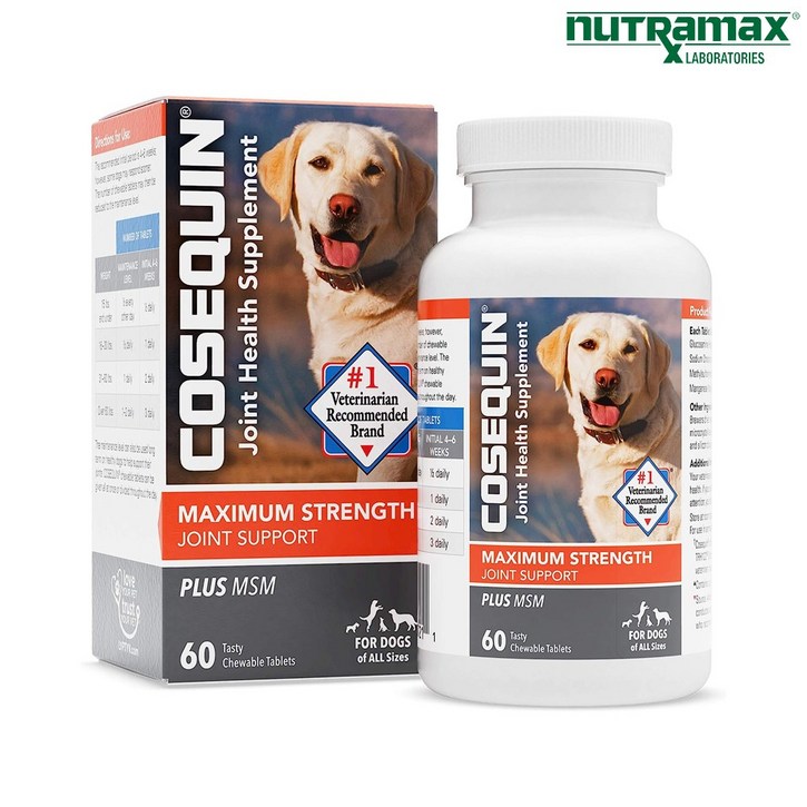 Nutramax 뉴트라맥스 코세퀸 조인트 헬스 서플리먼트 강아지 영양제 60소프트츄 MSM