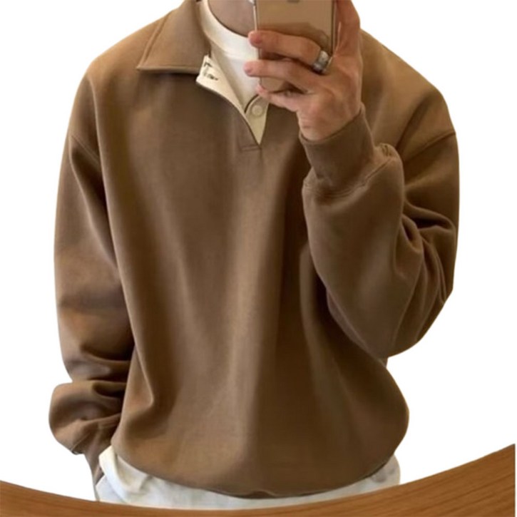 DM 투톤 배색 카라 맨투맨