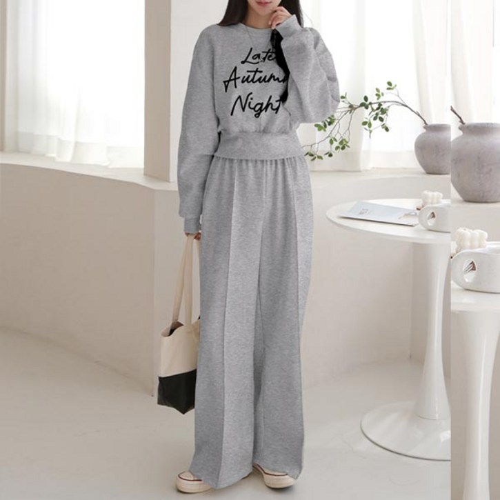 마이쏭 여성 레이트핀턱와이드팬츠세트(기모)