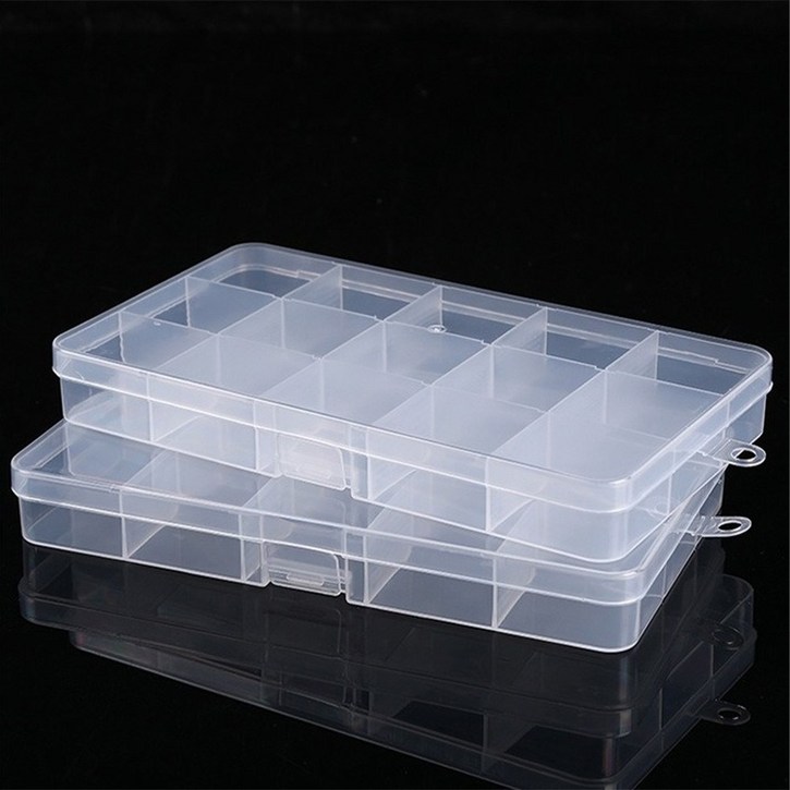 나야일상 1+1 15칸 투명 케이스 보관함 정리함 수납함 약통 약 비즈 소품 재료 정리 다용도 박스 상자, 투명, 1세트
