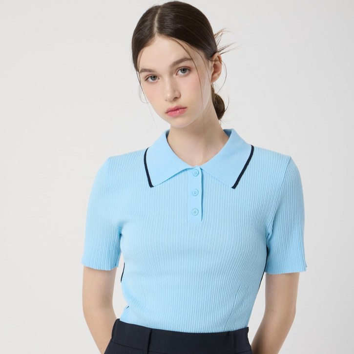 AK플라자 씨씨콜렉트 슬림 골지 카라 풀오버C252KSK034