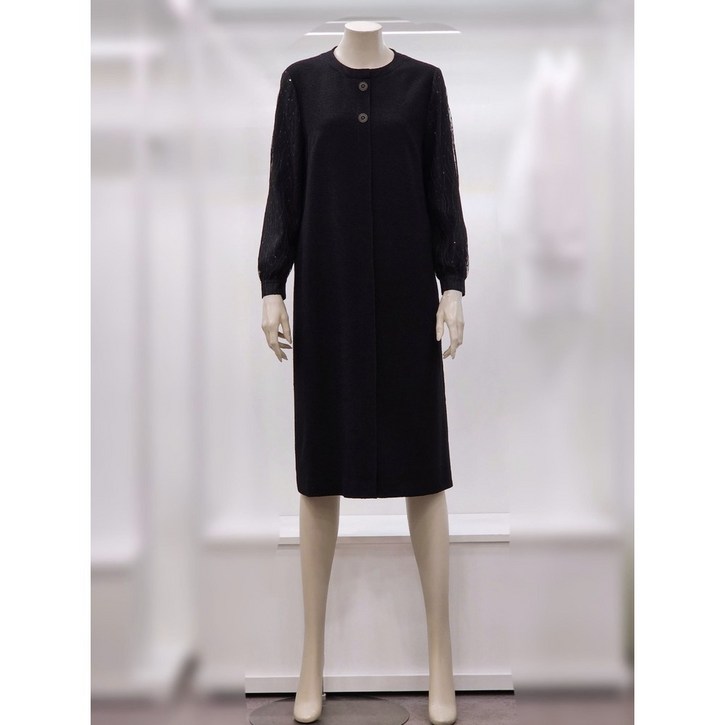 프렐린 레이스 스팽글 소매 블랙 원피스 RJO253040