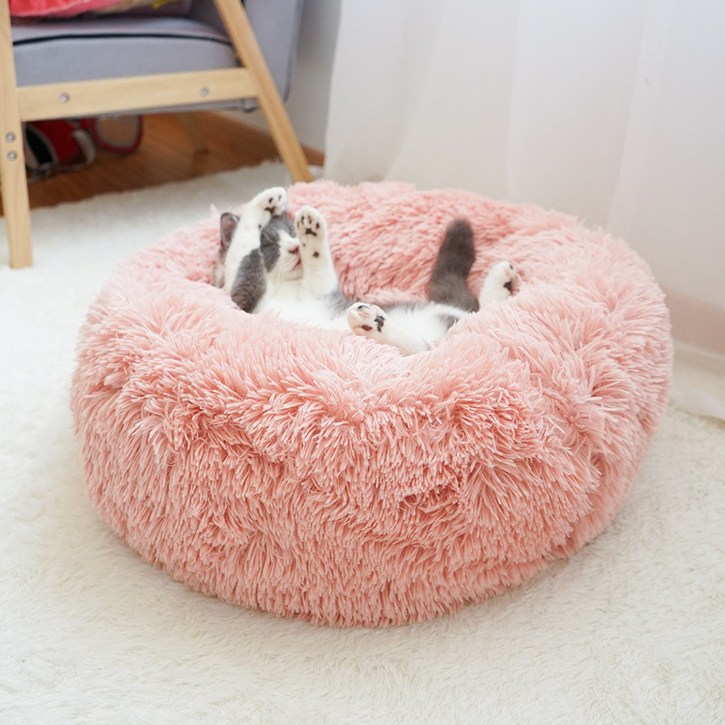 다있어유 엄마품속 고양이 도넛방석 강아지 핑크,모카브라운,구름그레이, 1개, 핑크분홍색,Pink