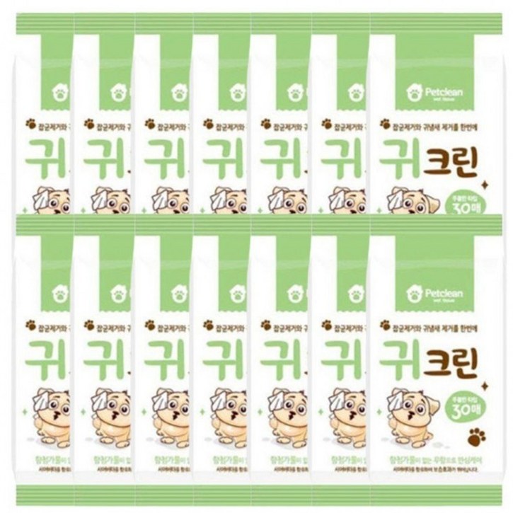 강아지 무향 데일리 귀세정 물티슈 30매 14P 보습 냄새관리, 1개, 1ml