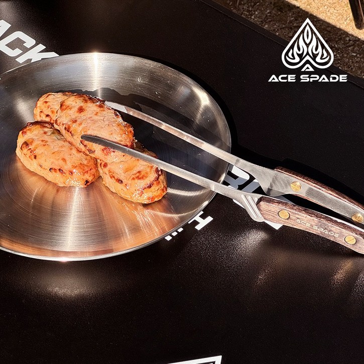 에이스스페이드 스테인리스 우드그립 집게 캠핑집게 백패킹, 1개, 우드